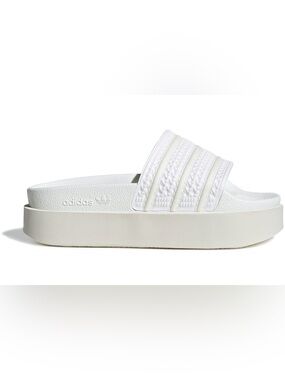 NEW adidas Originals Adilette Bonega platform sliders in cloud white/off white
